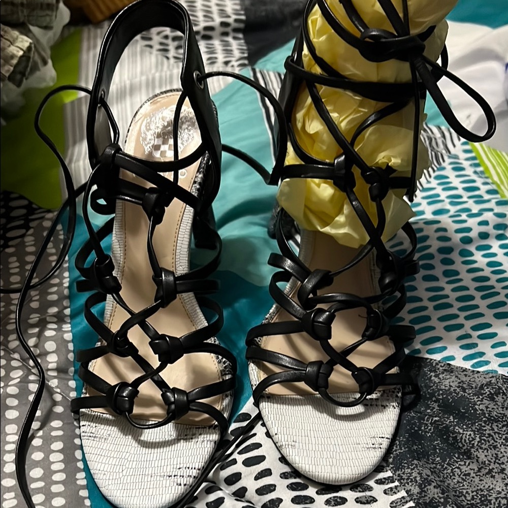 Vince Camuto Black Lace-Up Sandals